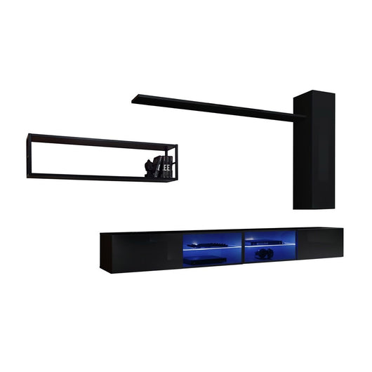 Set di mobili da salotto in stile industriale SWITCH M4. Colore nero.