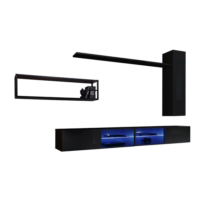 Set di mobili da salotto in stile industriale SWITCH M4. Colore nero.