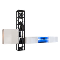 Set di mobili da soggiorno stile industriale SWITCH M6 – Colore grigio – Illuminazione LED integrata