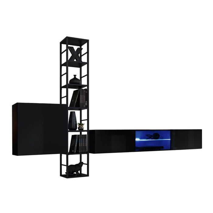 Set di mobili da salotto in stile industriale SWITCH M6. Colore nero.