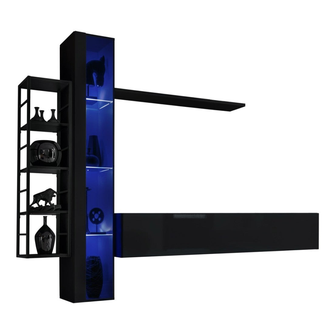 Set di mobili da salotto in stile industriale SWITCH M7. Colore nero.