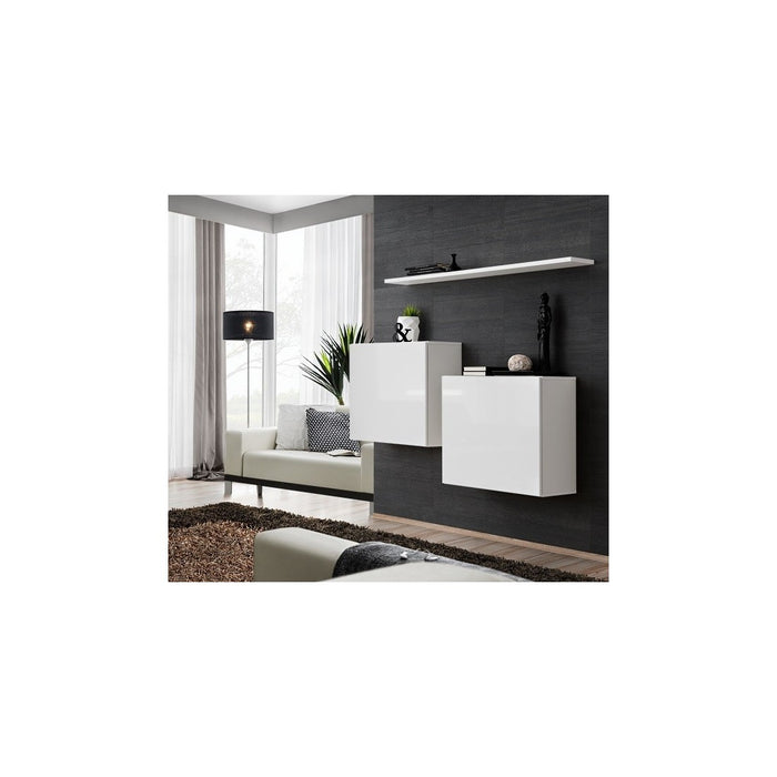 Set di mobili da soggiorno SWITCH SBI design, colore bianco lucido.