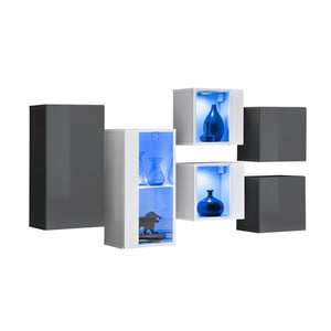 Set di mobili da soggiorno SWITCH SBIV design. Colori grigio e bianco.