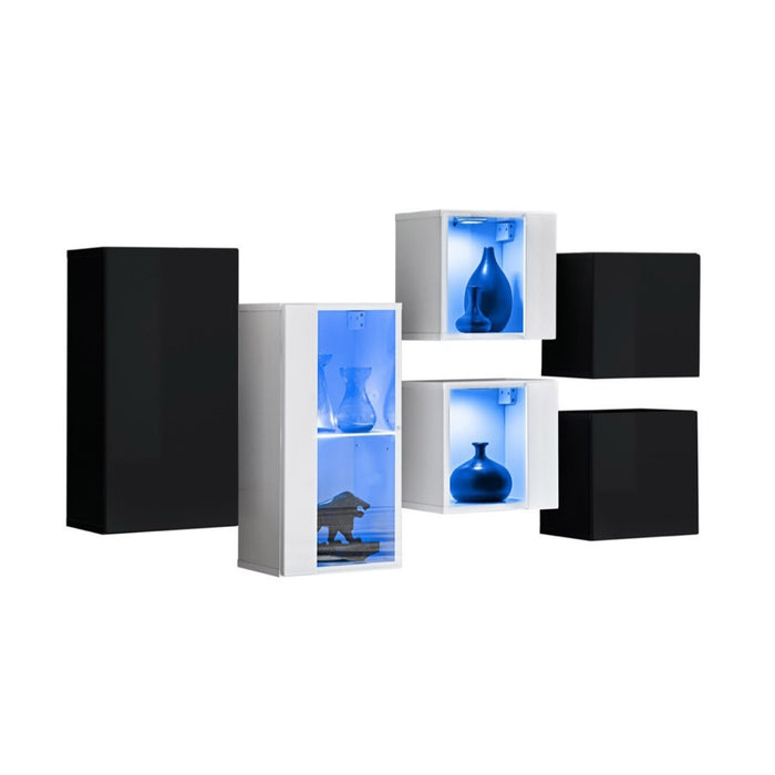 Set di mobili da soggiorno SWITCH SBIV design. Colori nero e bianco.