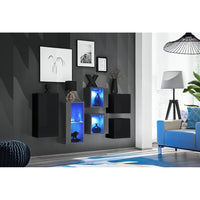 Set di mobili da soggiorno SWITCH SBIV design. Colori nero e grigio.