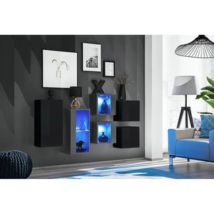 Set di mobili da soggiorno SWITCH SBIV design. Colori nero e grigio.