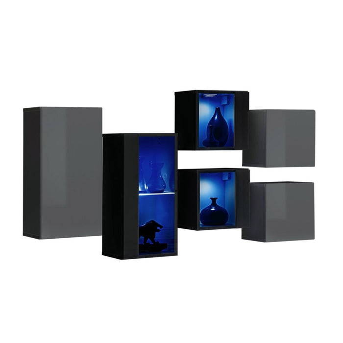 Set mobili da salotto SWITCH SBIV – Grigio e Nero – LED integrate – Design moderno