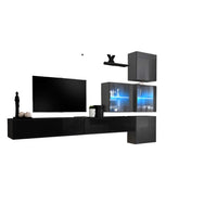 Set di mobili da soggiorno SWITCH XIX design, colori nero e grigio brillante.