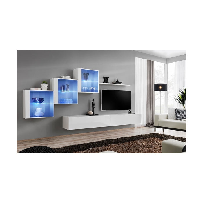 Set di mobili da soggiorno SWITCH XX design, colore bianco lucido.