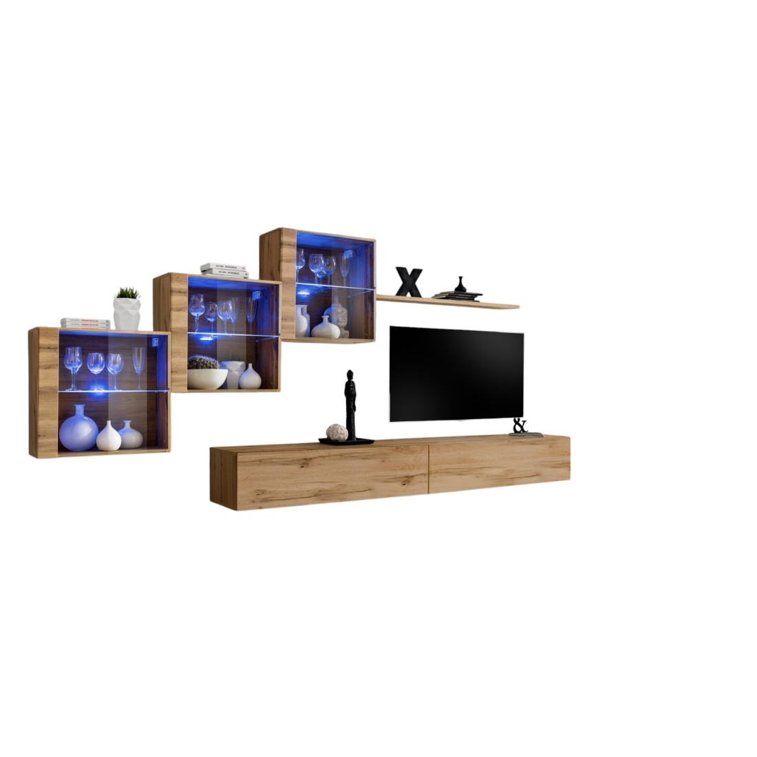 Set di mobili da soggiorno SWITCH XX design, colore quercia Wotan.