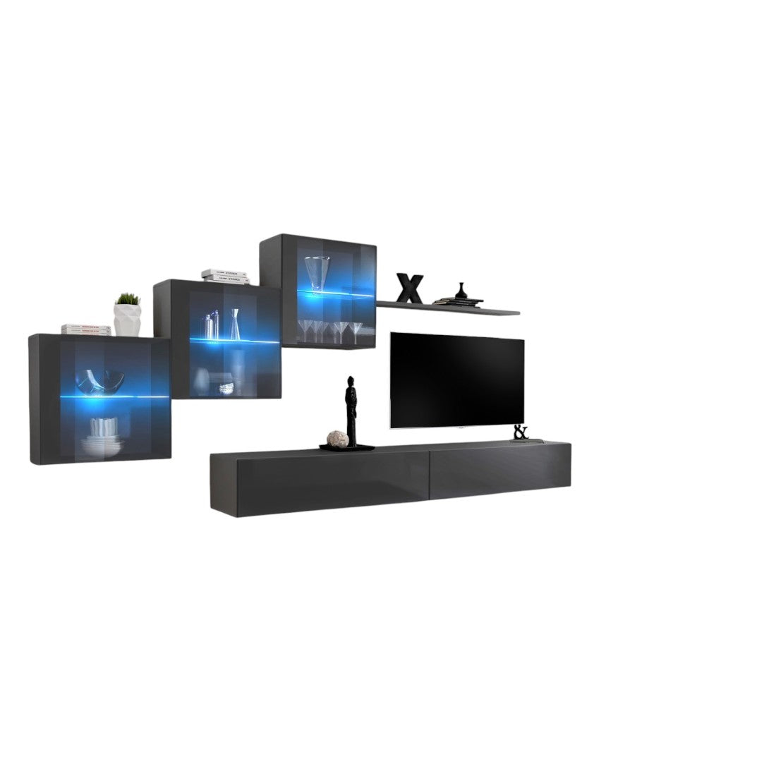 Set di mobili da salotto SWITCH XX design, colore grigio lucido.