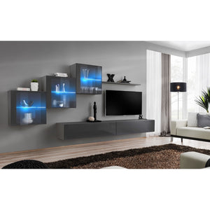 Set di mobili da salotto SWITCH XX design, colore grigio lucido.