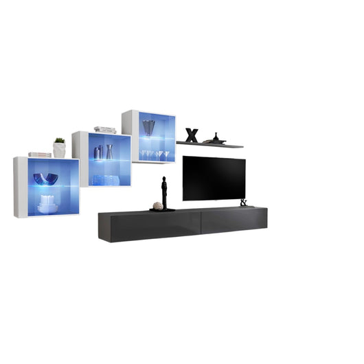 Set di mobili da soggiorno SWITCH XX design, colore grigio e bianco lucido.