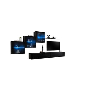 Set di mobili da salotto SWITCH XX design, colore nero lucido.