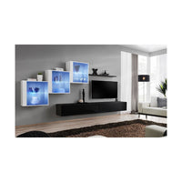Set di mobili da soggiorno SWITCH XX design, colore nero e bianco lucido.