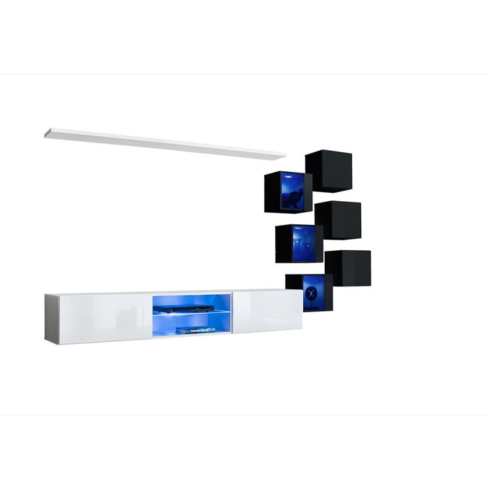 Set di mobili da soggiorno SWITCH XXI design, colore bianco e nero.