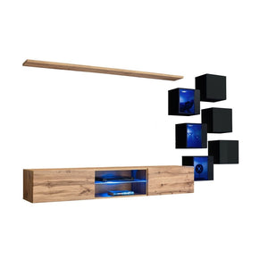 Set di mobili da salotto SWITCH XXI design, colore quercia e nero.