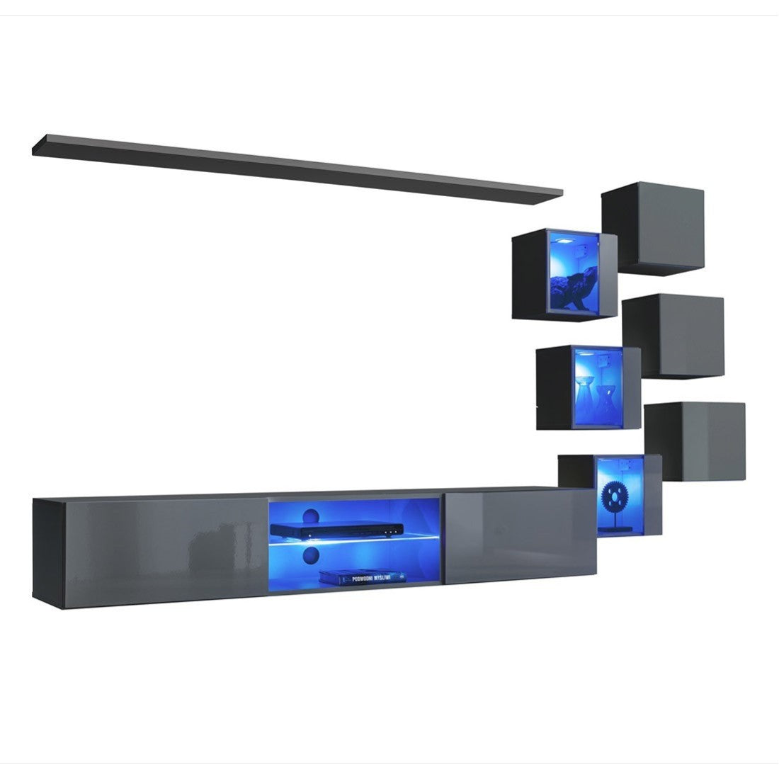 Set di mobili da salotto SWITCH XXI design, colore grigio lucido.