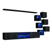 Set di mobili da soggiorno SWITCH XXI – LED – Nero lucido – Composizione murale design