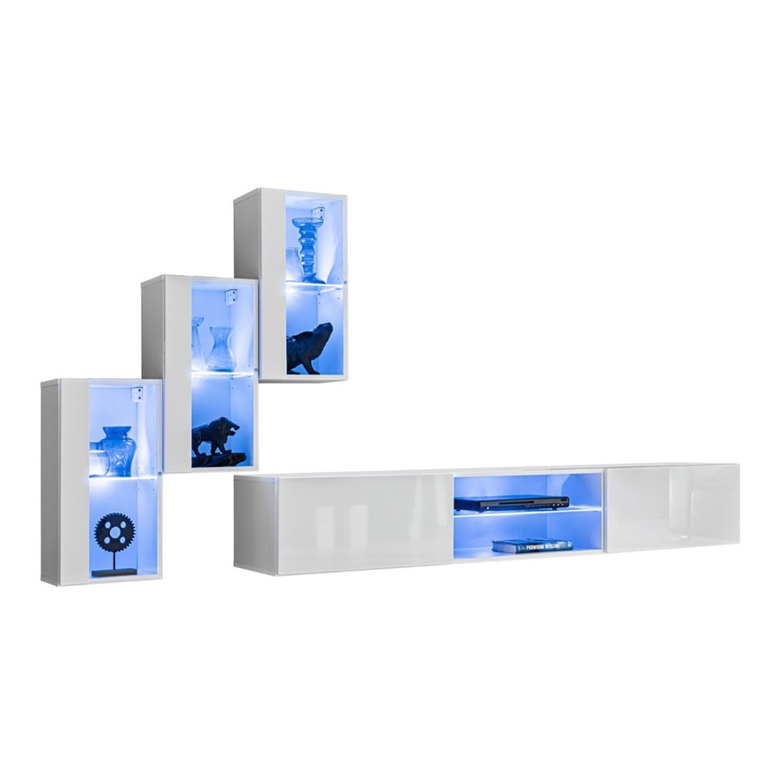 Set di mobili da salotto SWITCH XXII design, colore bianco lucido.