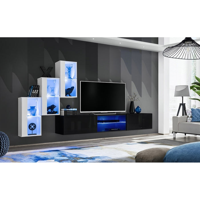 Set di mobili da soggiorno SWITCH XXII design, colori bianco e nero.