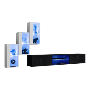 Set di mobili da soggiorno SWITCH XXII design, colori bianco e nero.