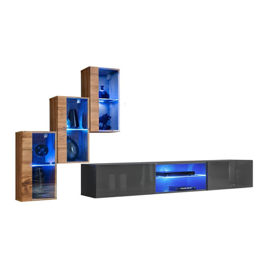 Set di mobili da salotto SWITCH XXII design, colore quercia e grigio.