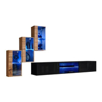 Set di mobili da soggiorno SWITCH XXII design, colore rovere e nero.