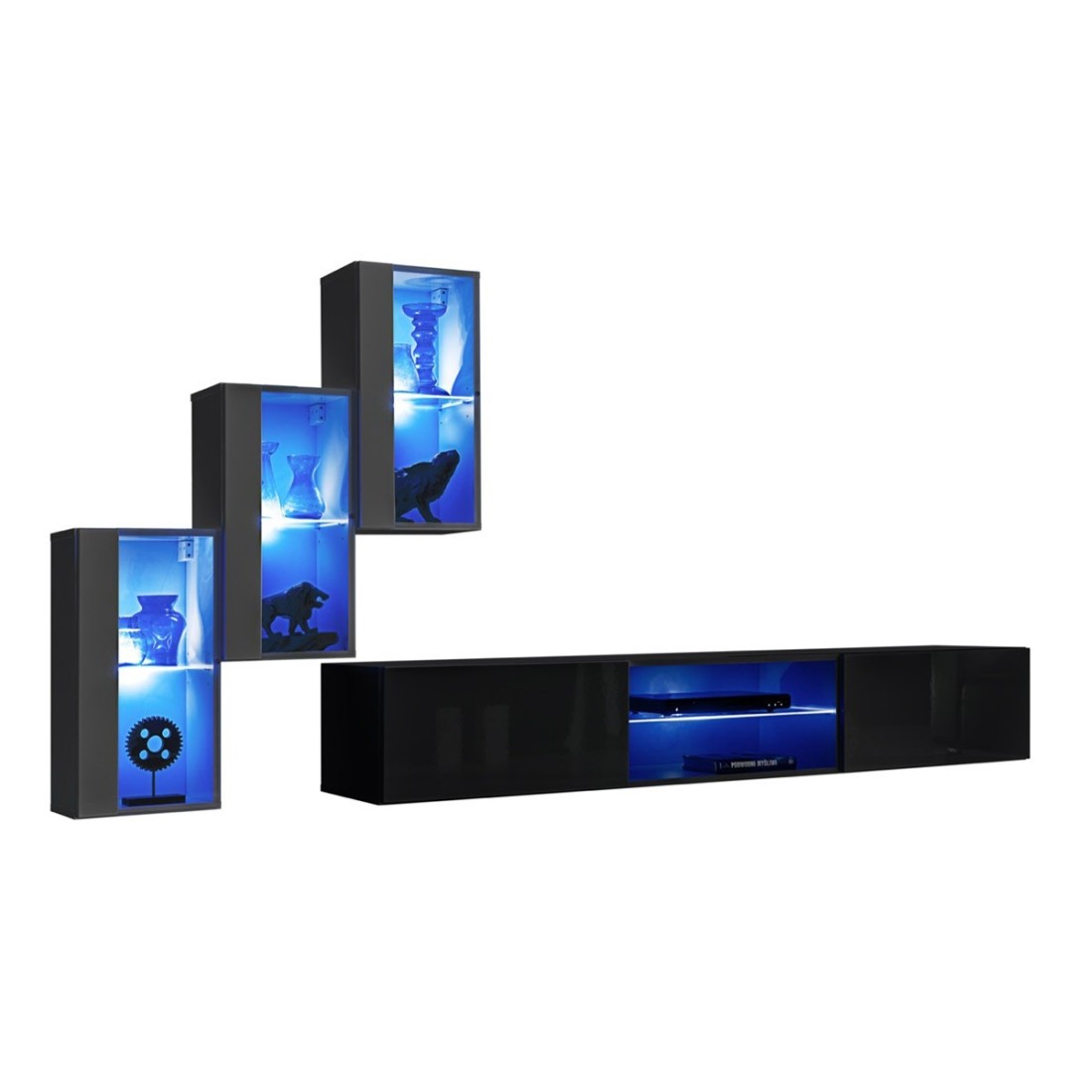 Set di mobili da soggiorno SWITCH XXII design, colori grigio e nero.