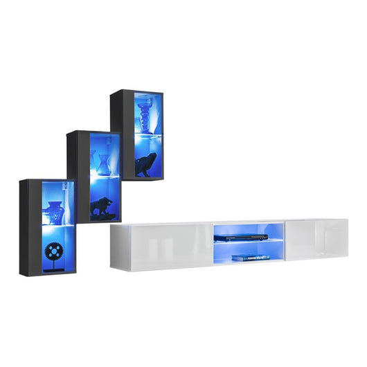 Set di mobili da soggiorno SWITCH XXII – LED – Grigio e Bianco – Design sospeso