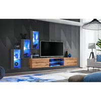Set di mobili da salotto SWITCH XXII – LED – Grigio e rovere – Design sospeso