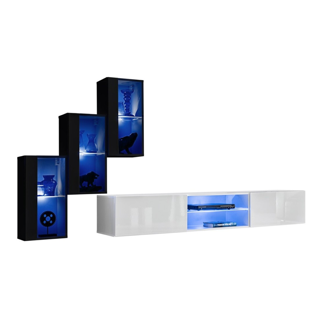 Set di mobili da soggiorno SWITCH XXII – LED – Nero e bianco – Design sospeso