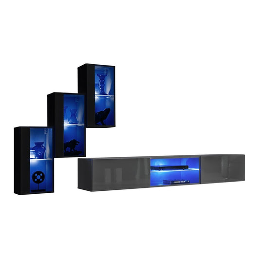 Set di mobili da salotto SWITCH XXII – LED – Nero e grigio – Design sospeso