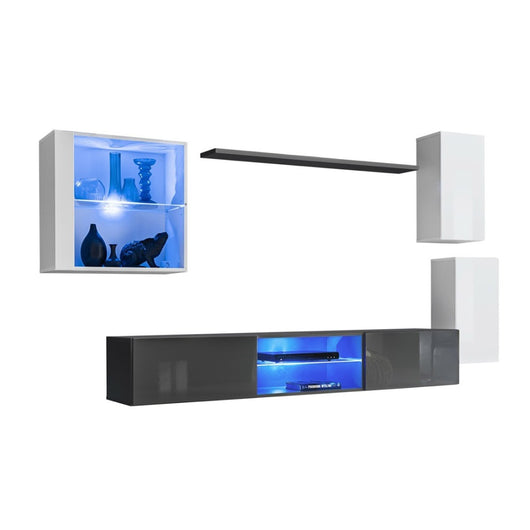 Set di mobili da soggiorno SWITCH XXIII design, colori bianco e grigio.