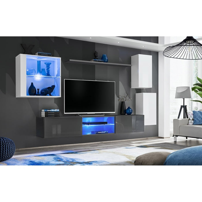 Set di mobili da soggiorno SWITCH XXIII design, colori bianco e grigio.