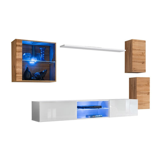 Set di mobili da soggiorno SWITCH XXIII design, colore rovere e bianco