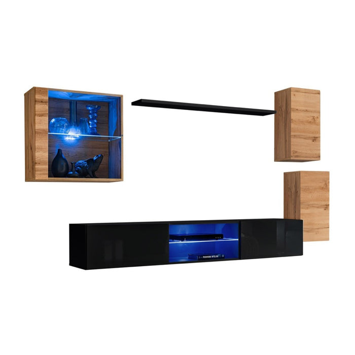 Set di mobili da salotto SWITCH XXIII design, colore quercia e nero.