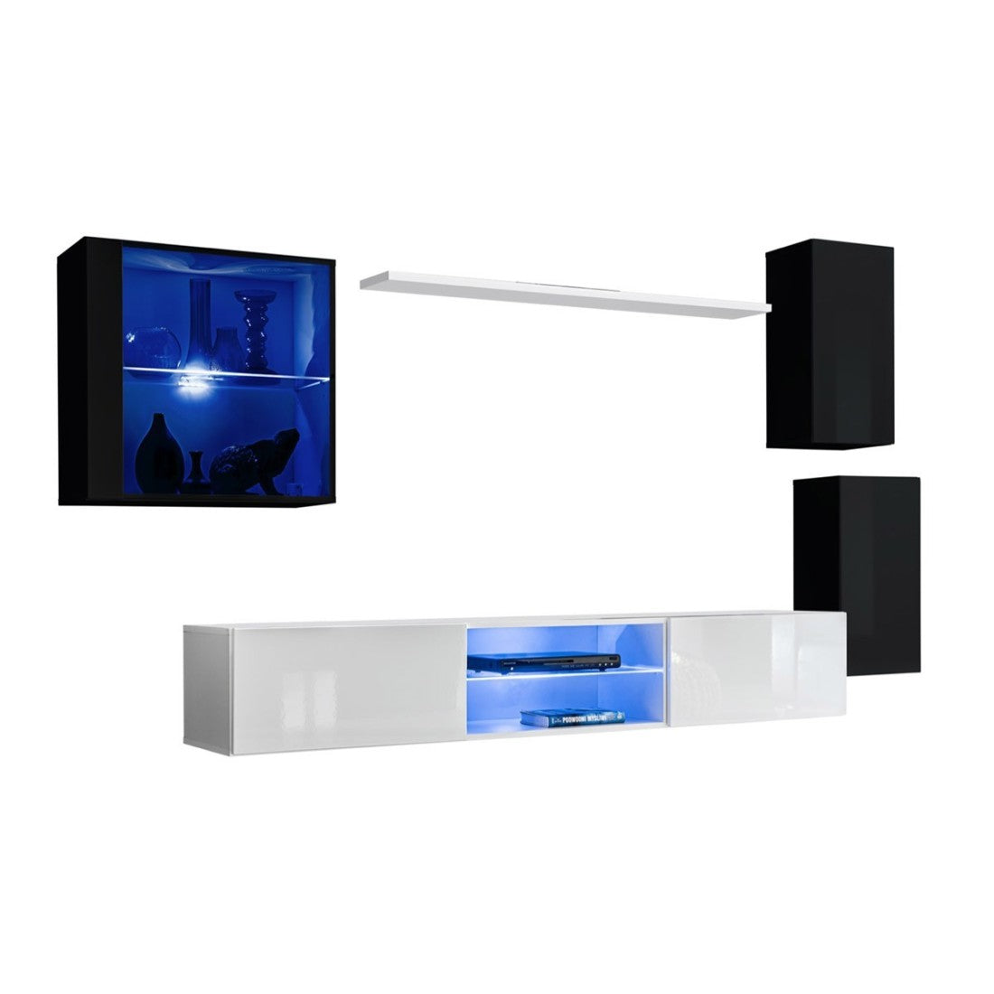 Set di mobili da soggiorno SWITCH XXIII – LED – Nero e bianco – Design sospeso