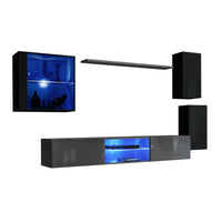 Set mobili da soggiorno SWITCH XXIII – LED – Nero e grigio – Design sospeso