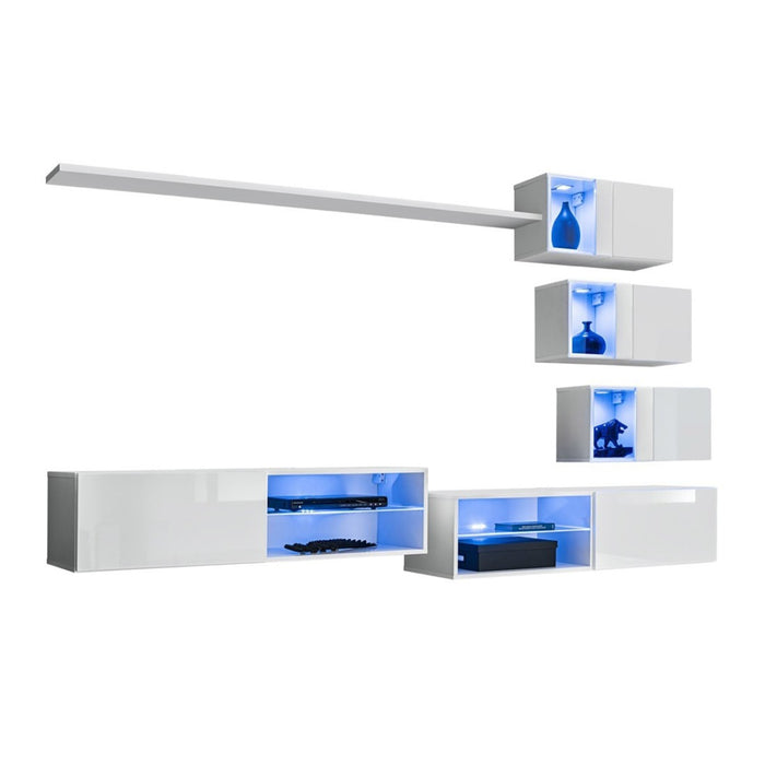 Set di mobili da salotto SWITCH XXIV design, colore bianco lucido.