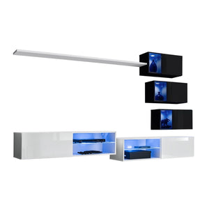 Set di mobili da salotto SWITCH XXIV, design, colore bianco e nero.