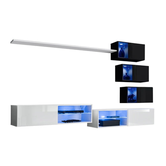 Set di mobili da salotto SWITCH XXIV, design, colore bianco e nero.