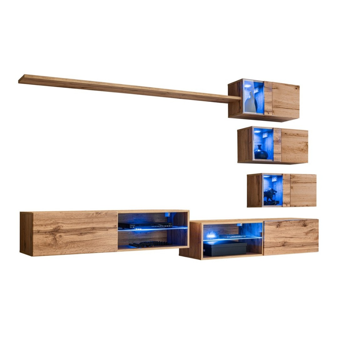 Set di mobili per soggiorno SWITCH XXIV – LED – Rovere – Composizione murale design