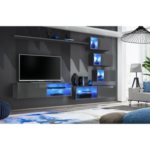 Set di mobili da soggiorno SWITCH XXIV design, colore grigio lucido.