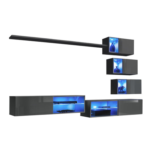 Set di mobili da soggiorno SWITCH XXIV design, colore grigio lucido.