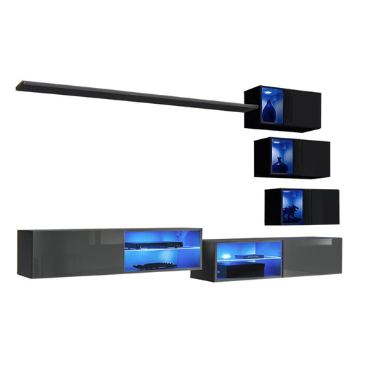 Set di mobili da salotto SWITCH XXIV, design, colore Grigio e Nero.