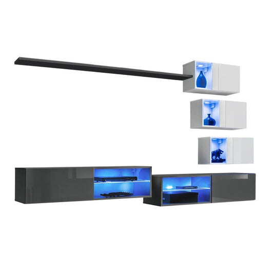 Set di mobili da soggiorno SWITCH XXIV – LED – Grigio e Bianco – Composizione murale design