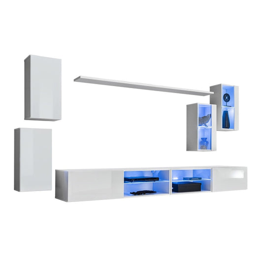 Set di mobili da soggiorno SWITCH XXV design, colore bianco lucido.