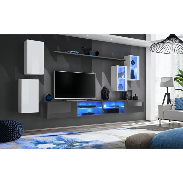 Set di mobili da soggiorno SWITCH XXV design, colore bianco e grigio.