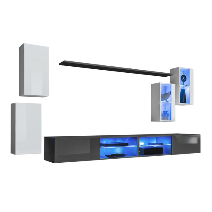 Set di mobili da soggiorno SWITCH XXV design, colore bianco e grigio.